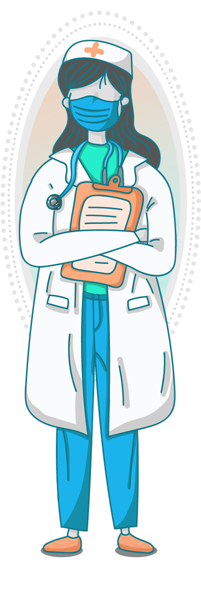 Graphic of a female physician.