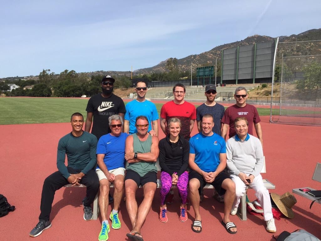 Jason (back row middle) at a Combined Events Coaching Mentorship with lead coaches Harry Marra and Les Gramantik